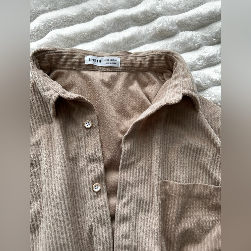 SHEIN 13-14 button down brown top - Picture 2 of 3